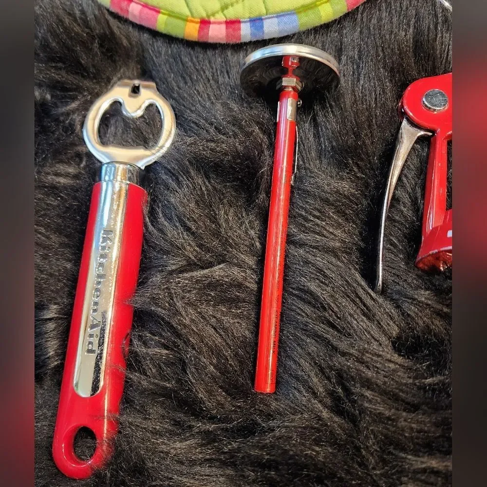 Red Kitchen Set-KitchenAid Bottle Opener, Wine Opener, Stainless Spoons & More!